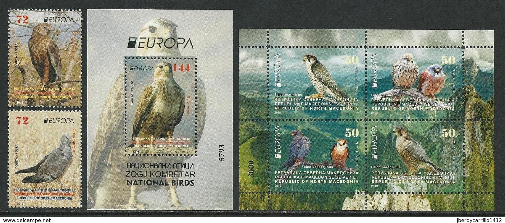 MACEDONIA /NORTH-MACEDONIA /MAKEDONIEN -EUROPA 2019 -NATIONAL BIRDS.-"AVES -BIRDS -VÖGEL-OISEAUX"-SERIE+ BF+ PANE CARNET - 2019