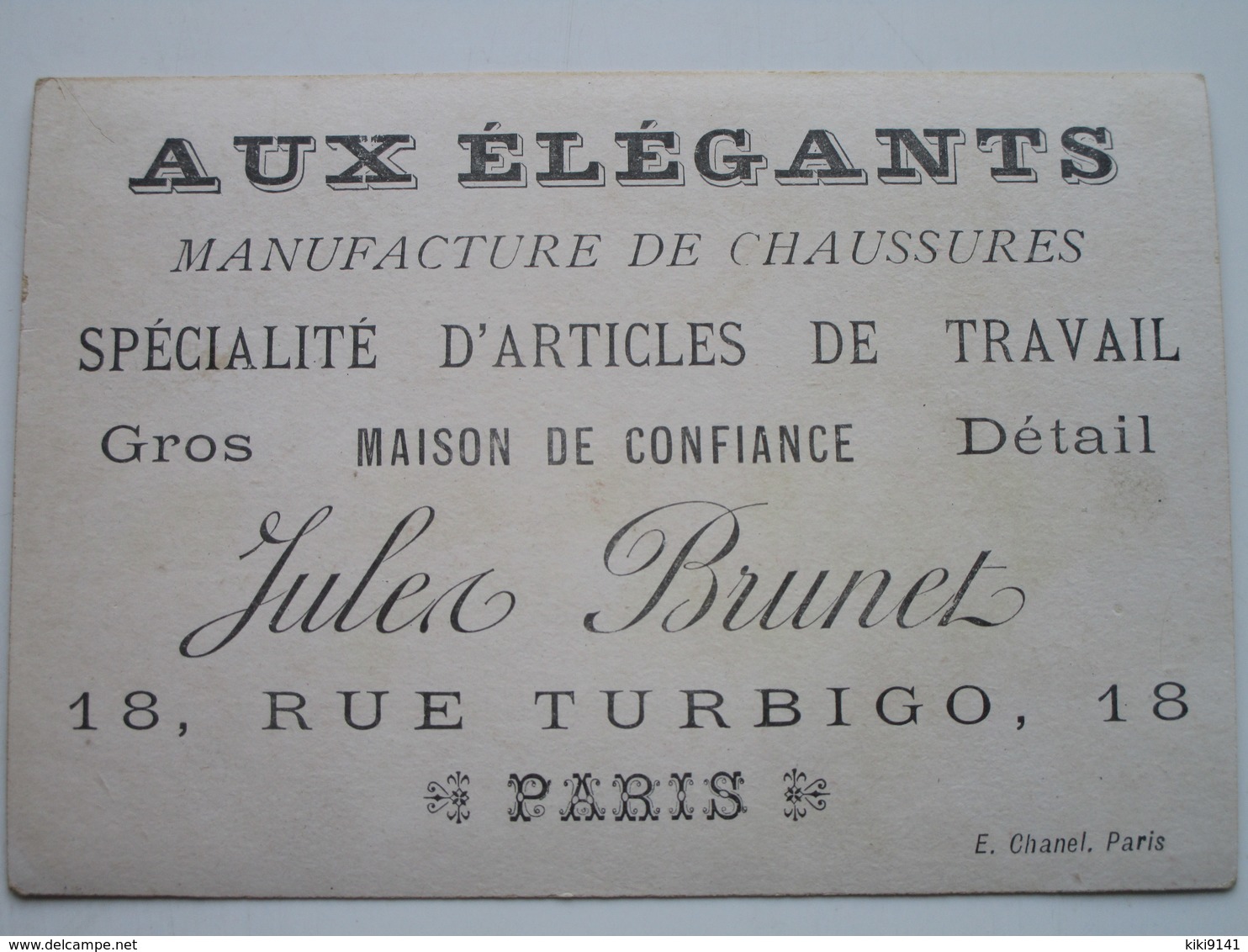 AUX ELEGANTS  - Manufacture De Chaussures - Jules BRUNET 18, Rue De Tubigo à PARIS - 5 Chiens - Other & Unclassified