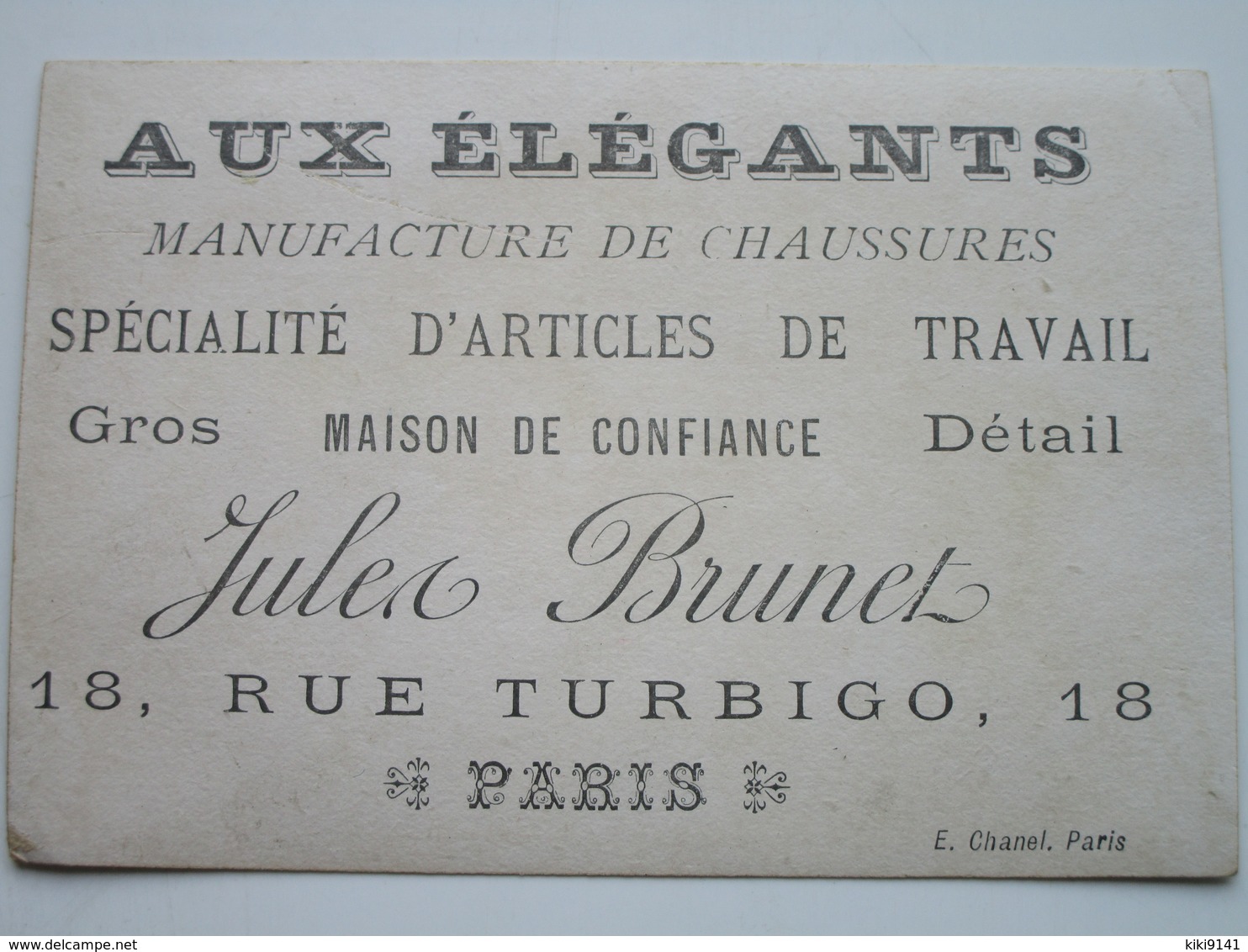 AUX ELEGANTS  - Manufacture De Chaussures - Jules BRUNET 18, Rue De Tubigo à PARIS - 5 Chiens - Other & Unclassified