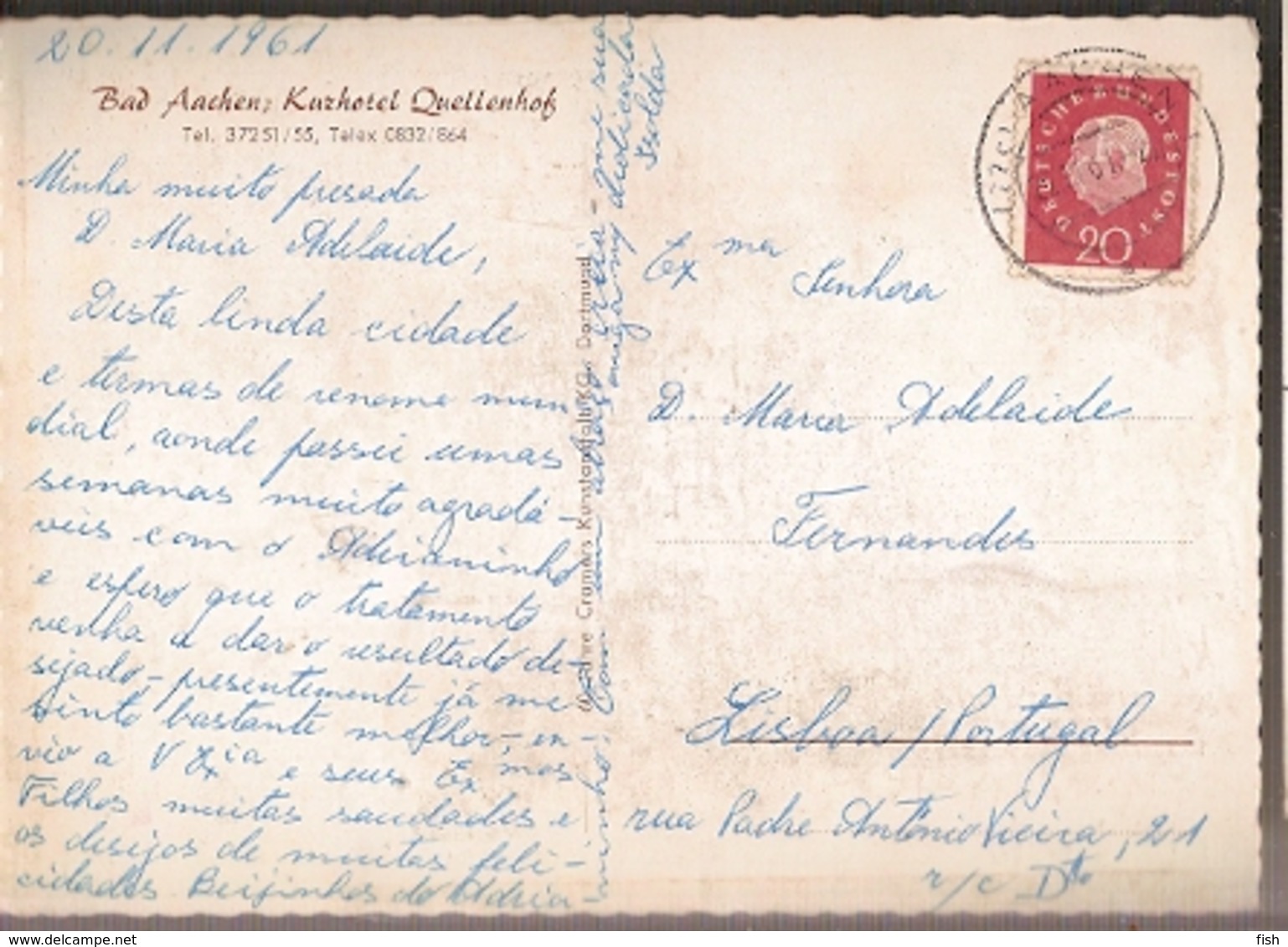 Germany & Circulated, Bad Aachen Kurhotel Quellenhof, Lisboa Portugal 1961 (6854) - Xanten