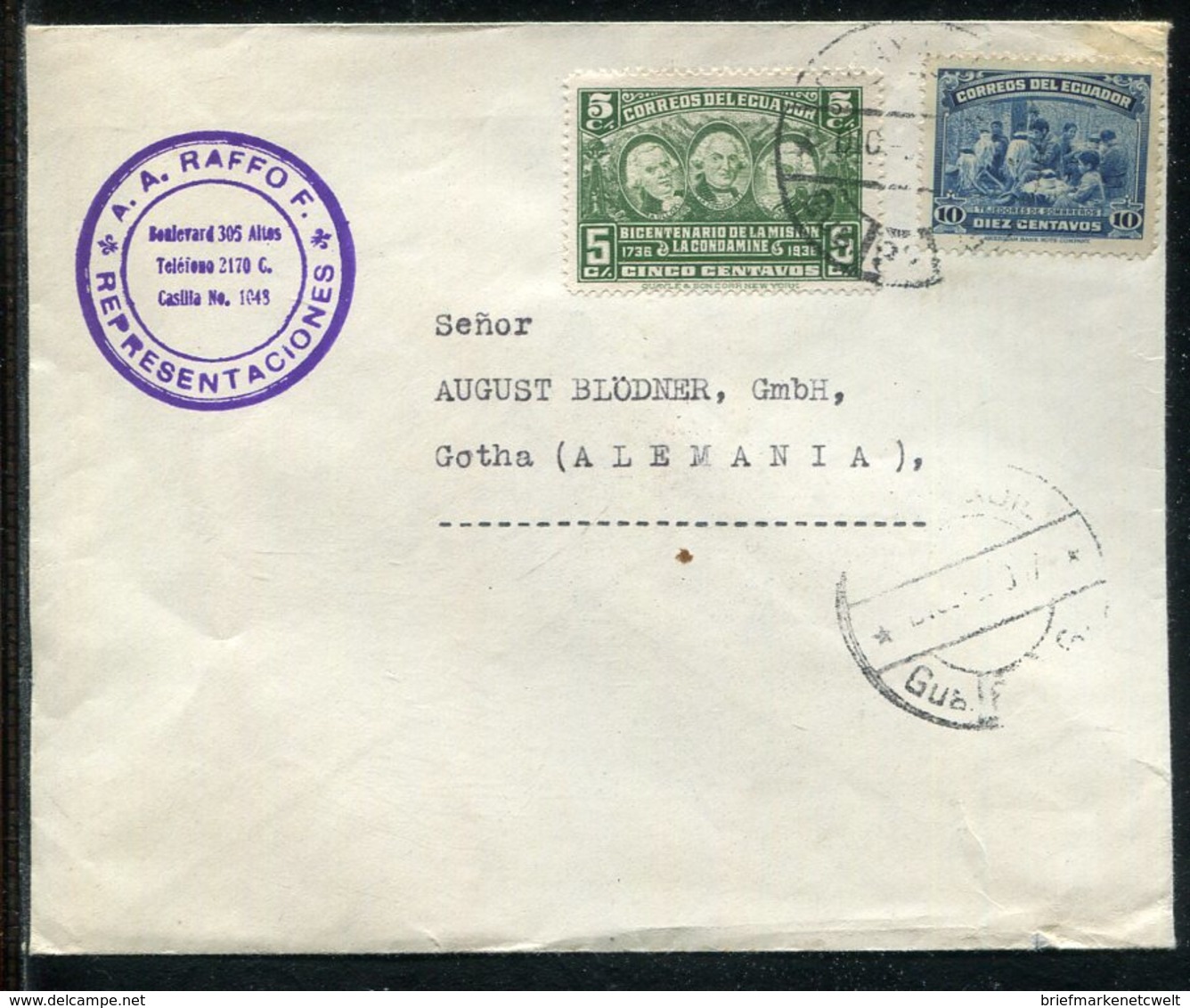 Ecuador / 1936 / Brief MiF Nach Deutschland (19383) - Ecuador