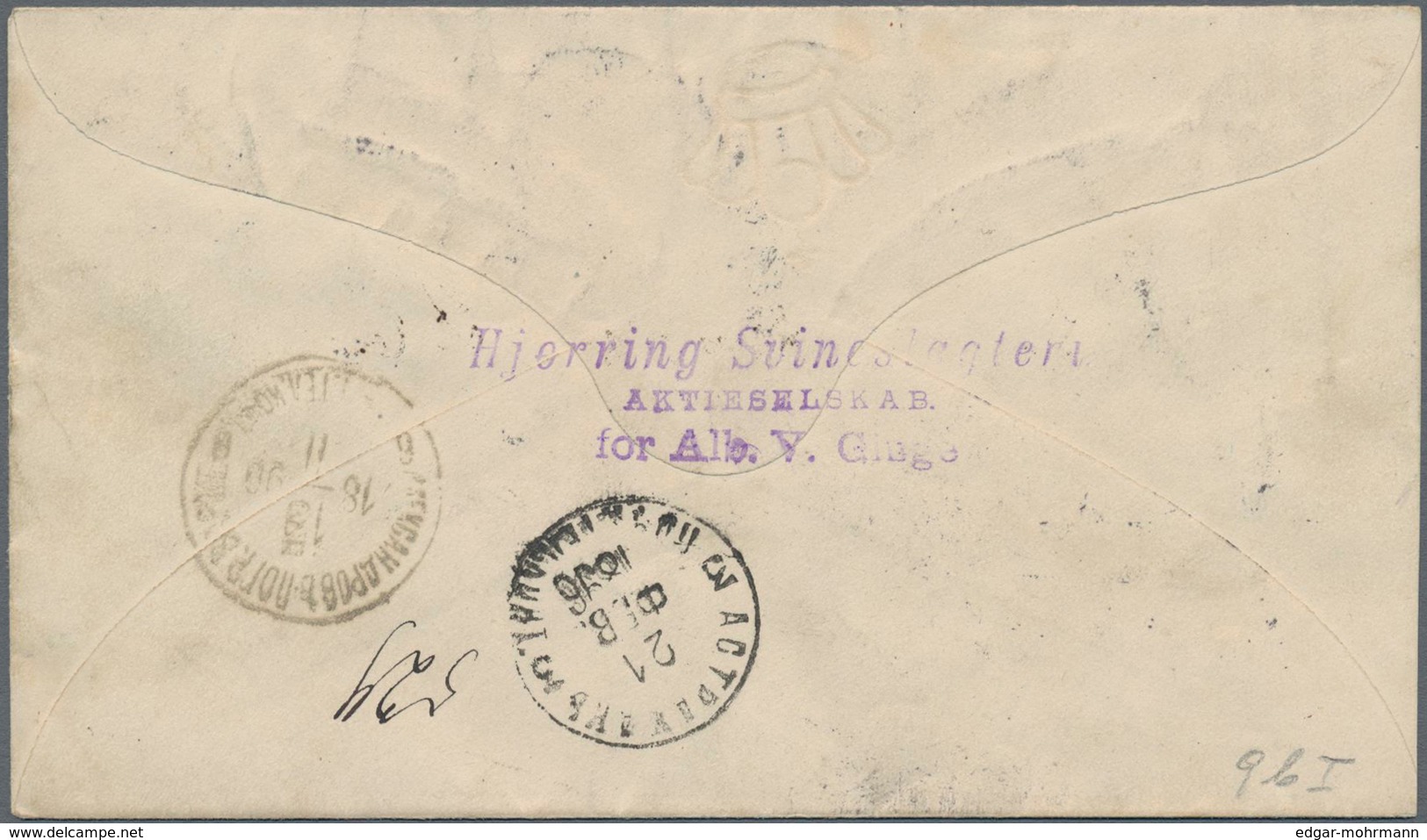 Dänemark: 1896 Destination RUSSIA: Postal Stationery Envelope 4øre Used Registered From Hjørring To - Ungebraucht