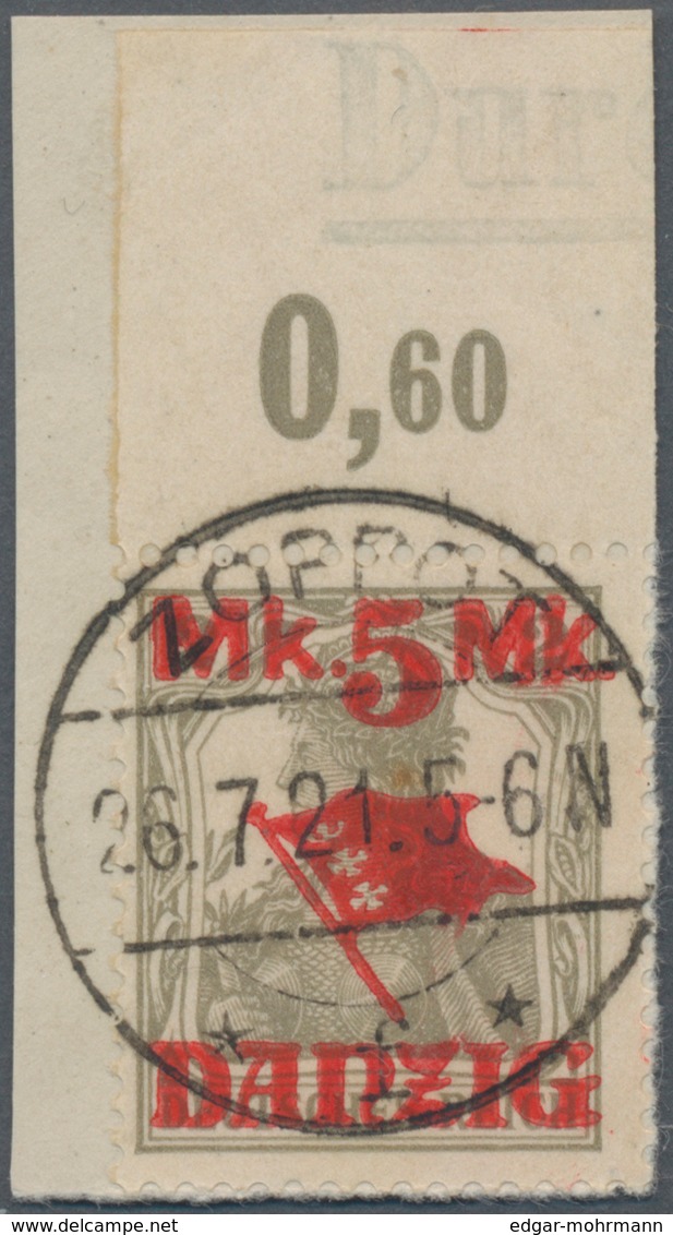 Danzig: 1920, 5 Mark Auf 2 Pfg Germania OHNE Netzunterdruck Auf Briefstück, Zeitgerecht Entwertet "Z - Sonstige & Ohne Zuordnung