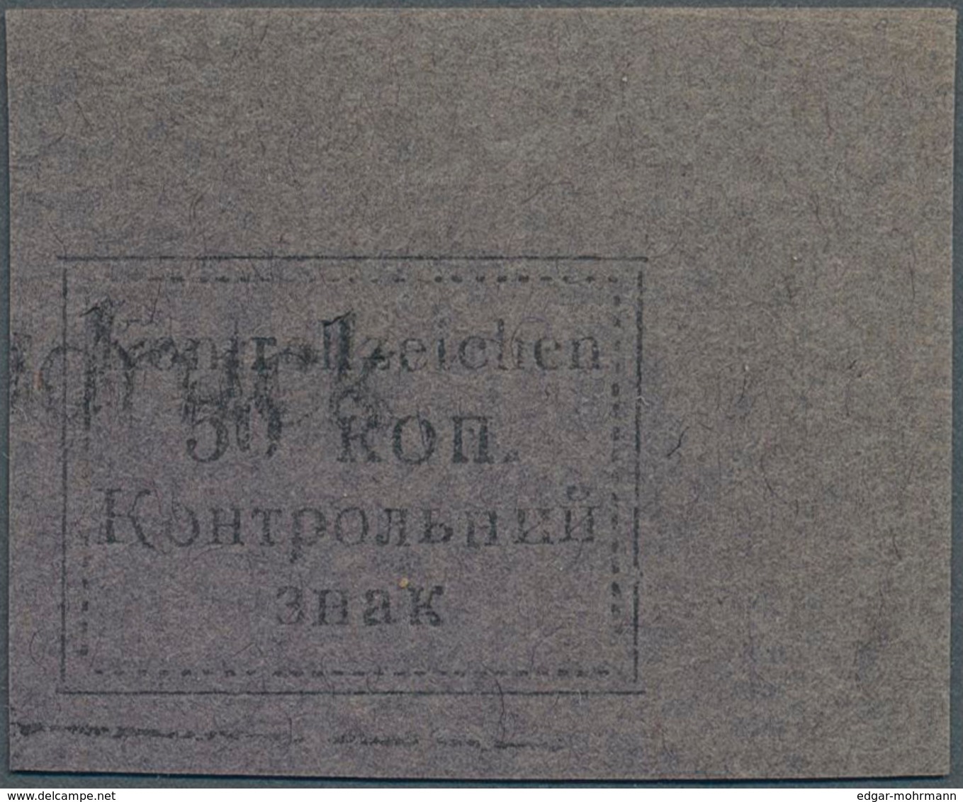 Dt. Besetzung II WK - Ukraine - Sarny: 1941, 50 K Schwarz Auf Dunkelblaugrau, Type I, Ungezähnt Von - Besetzungen 1938-45