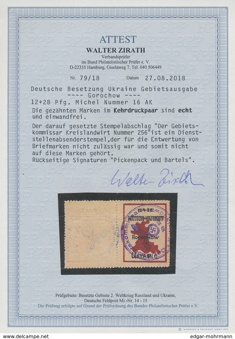 Dt. Besetzung II WK - Ukraine - Nordukraine: 1944, Gorochow: 12 + 28 Pf Braunrot/schwarz, Gezähnt L - Besetzungen 1938-45