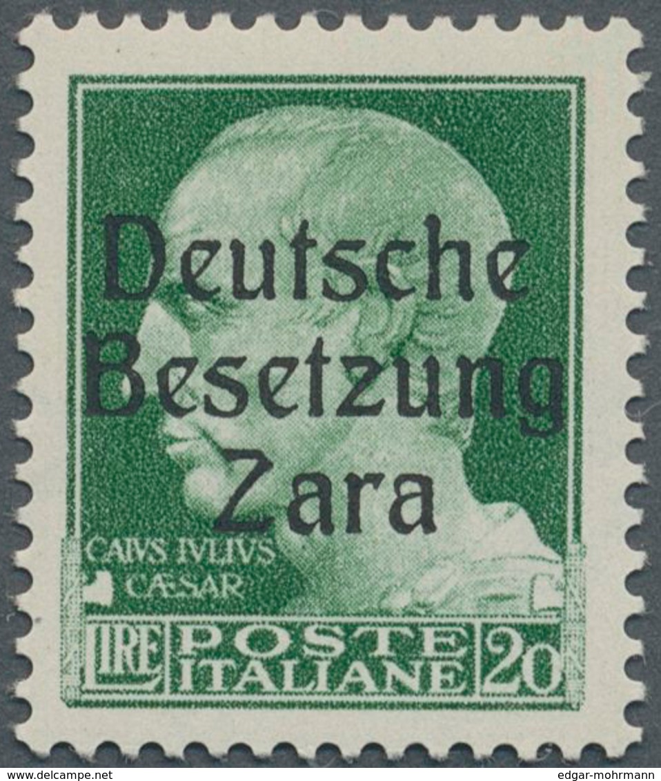 Dt. Besetzung II WK - Zara: 1943, 20 Lire Dunkelgrün Freimarke "Serie Imperiale", Aufdruck Type I, F - Besetzungen 1938-45