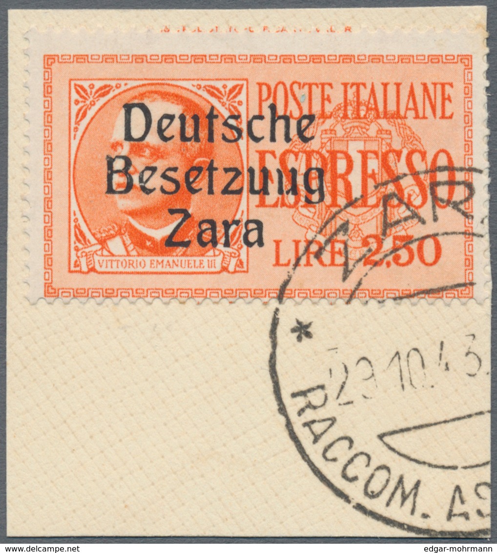 Dt. Besetzung II WK - Zara: 1943, 2,50 Lire Rotorange Eilmarke, Aufdruck Mit Setzfehler "Besetzuug" - Besetzungen 1938-45