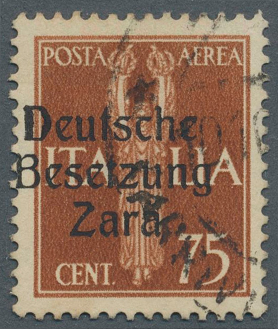 Dt. Besetzung II WK - Zara: 1943, 75 C Schwärzlichbraunorange Flugpostmarke, Aufdruck Type IV, Gebra - Besetzungen 1938-45