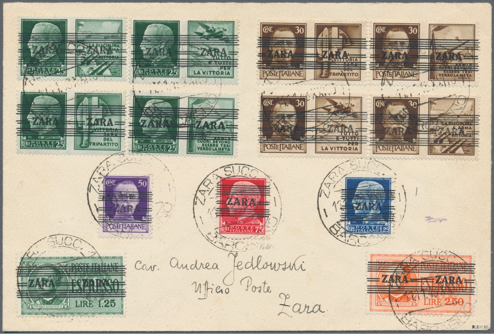 Dt. Besetzung II WK - Zara: 1943, 50 C, 75 C Und 1,25 Lire Freimarken Mit Bandaufdruck, Dabei Der We - Besetzungen 1938-45