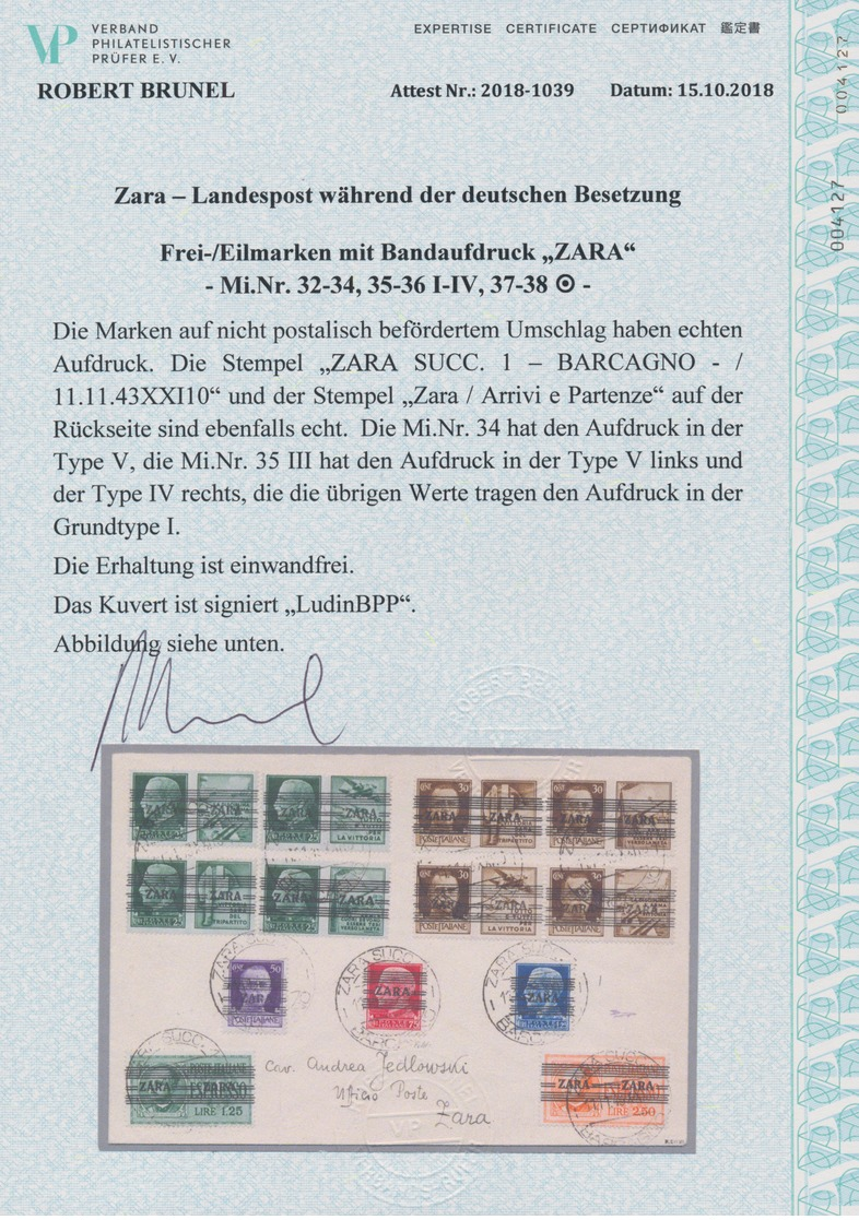 Dt. Besetzung II WK - Zara: 1943, 50 C, 75 C Und 1,25 Lire Freimarken Mit Bandaufdruck, Dabei Der We - Besetzungen 1938-45