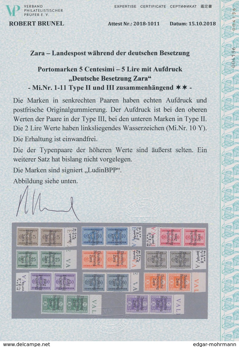 Dt. Besetzung II WK - Zara - Portomarken: 1943, 5 C Bis 5 Lire Portomarken, Dabei Der Wert Zu 2 Lire - Besetzungen 1938-45