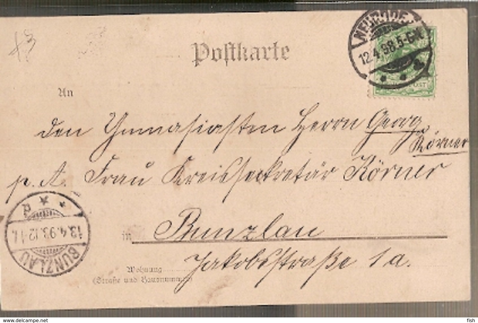 Poland & Circulated, Litografia, Gruss Aus Neurode, Kathol Pharrkirche, Bunzlau, Bolesławiec Poland 1898 (7) - Pologne