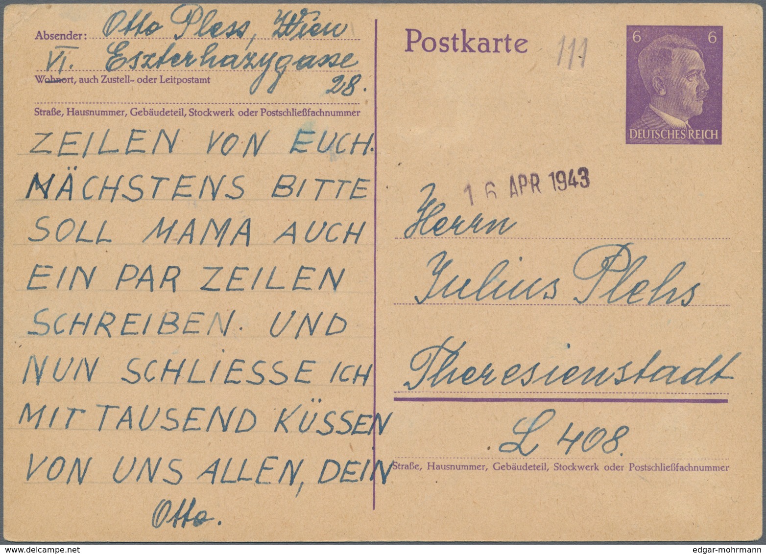 Dt. Besetzung II WK - Böhmen Und Mähren - Zulassungsmarke (Theresienstadt-Marke): 1942/1945 (ca.), K - Besetzungen 1938-45