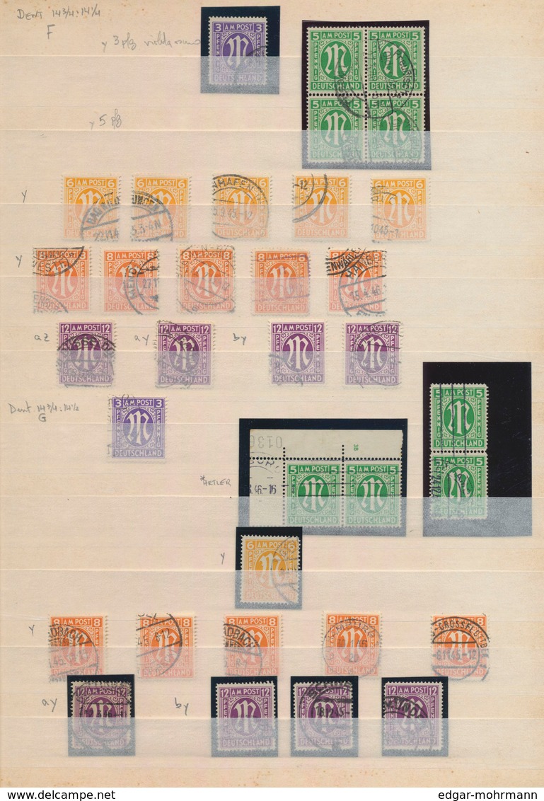 Bizone: 1945/1946, AM-Post-Spezialsammlung Gestempelt Nach Zähnungen Und Farben Sehr Reichhaltig Im - Autres & Non Classés