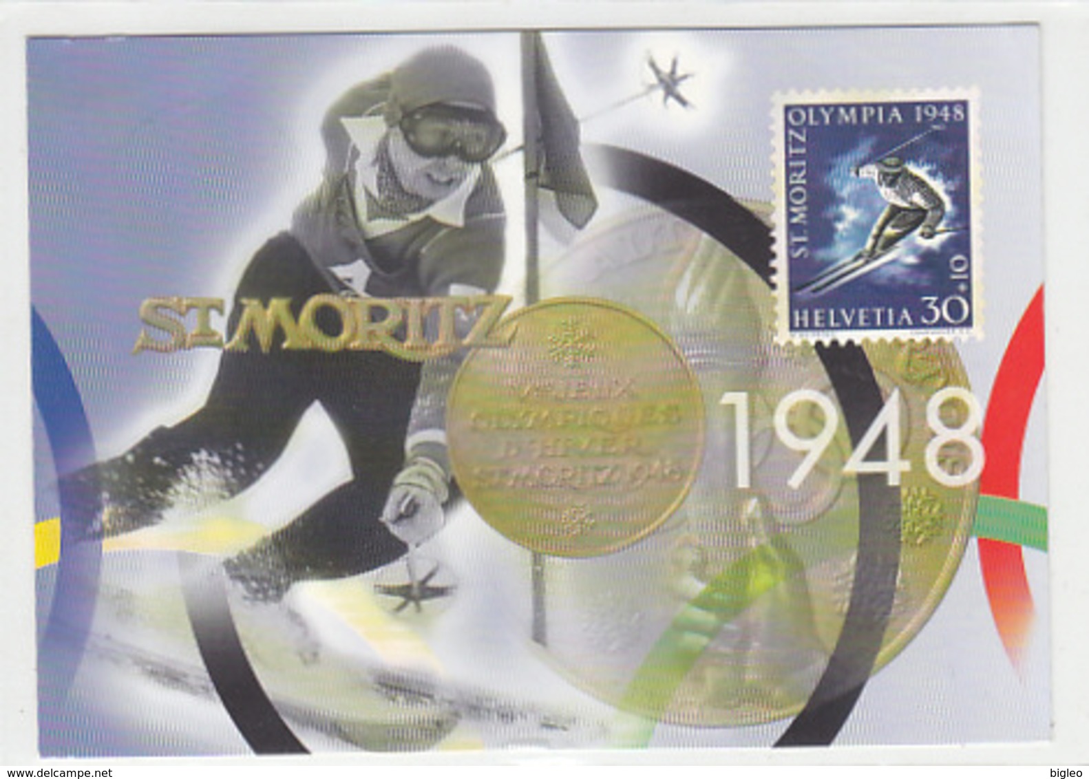 Olympische Spiele St.Moritz 1948 - Schweizer Post In Nagano - Ganzache - Gel.2005          (A-99-170621) - Olympische Spiele