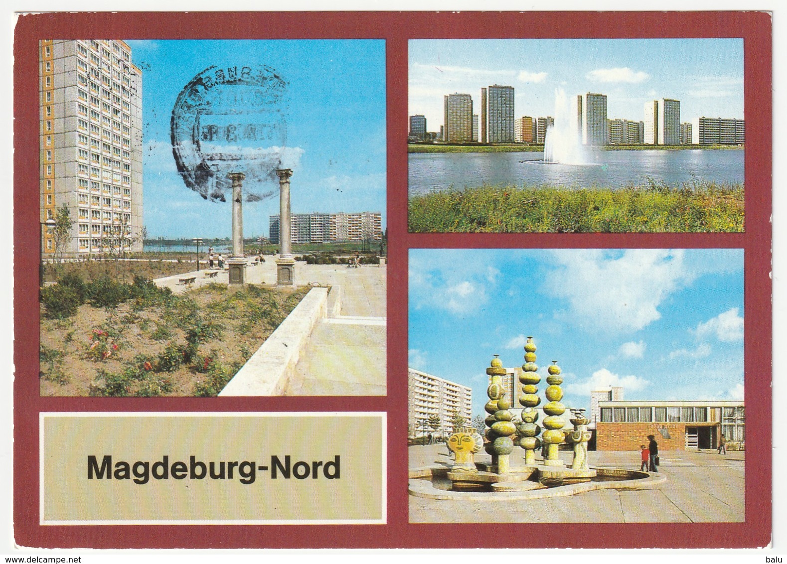 MBK Magdeburg-Nord, 1984, 14,8 X 10,5 Cm, Am Markowskiplatz, Neustädter See, Märchenbrunnen, Frankiert Nach Düsseldorf - Magdeburg