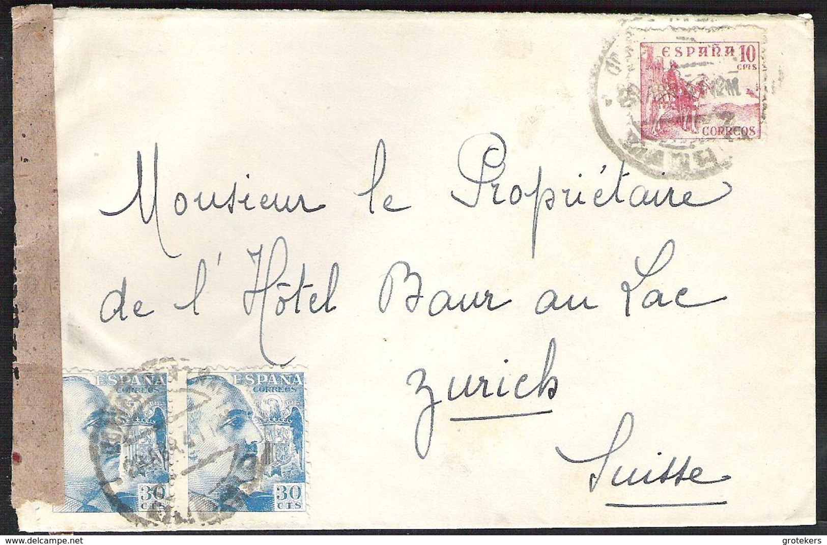 SPAIN Letter 1941 MADRID Correo Central To ZURICH (Switserland) With Spanish Censure - Cartas & Documentos