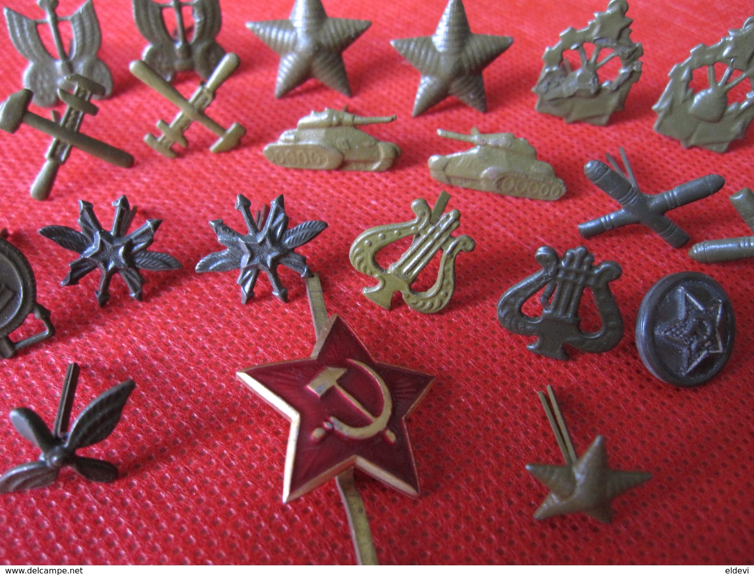 Soviet Russian USSR Army Field Uniform Collar Tab Camo Pin BADGE Lot 22 Pcs.Red Star - Army