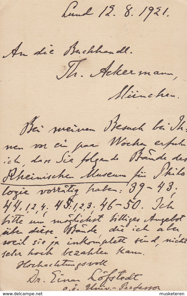 Sweden Uprated Postal Stationery Ganzsache 10 Öre Gustav V. LUND 1921 MÜNCHEN Germany (2 Scans) - Ganzsachen