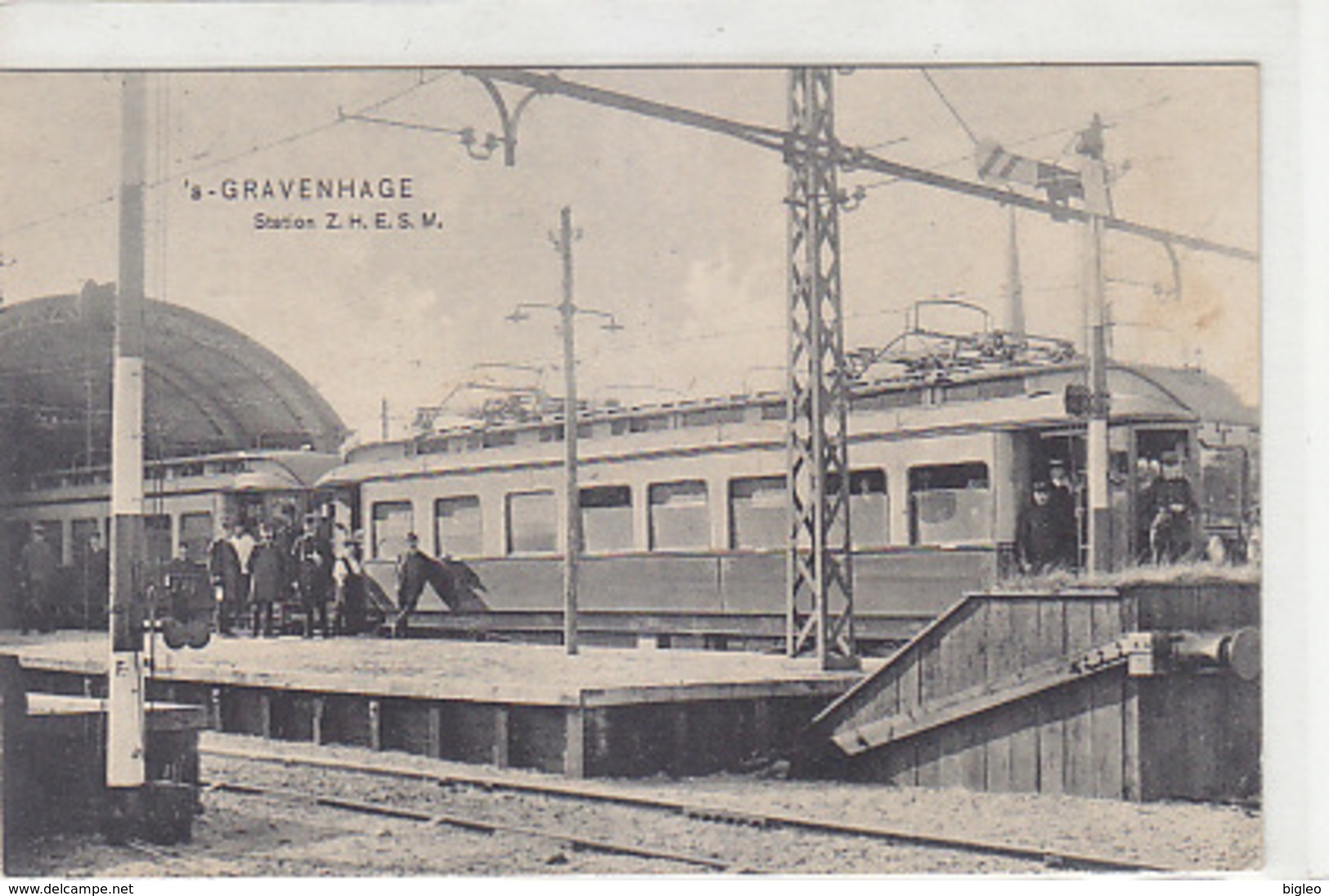 S'Gravenhage - Station Z.H.E.S.M. Mit Bahn - Animiert - 1912      (A-99-170621) - Den Haag ('s-Gravenhage)