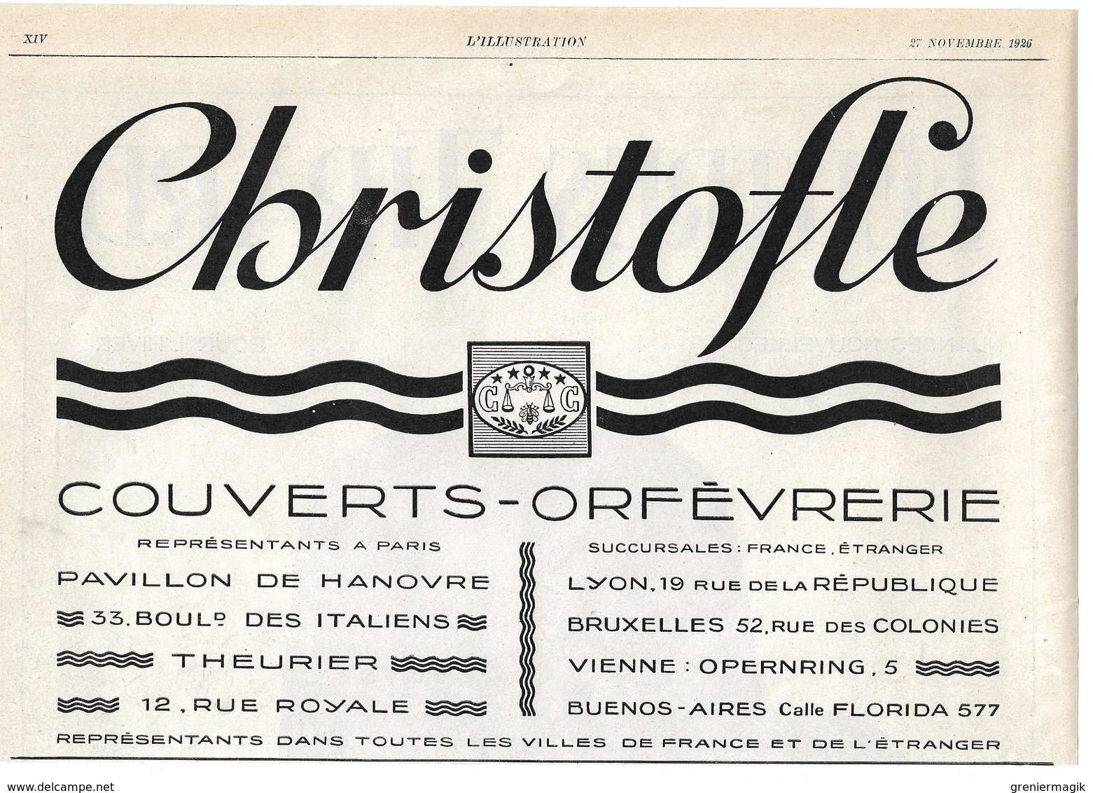 1926 Christofle Couverts Orfèvrerie - Publicité - Publicités