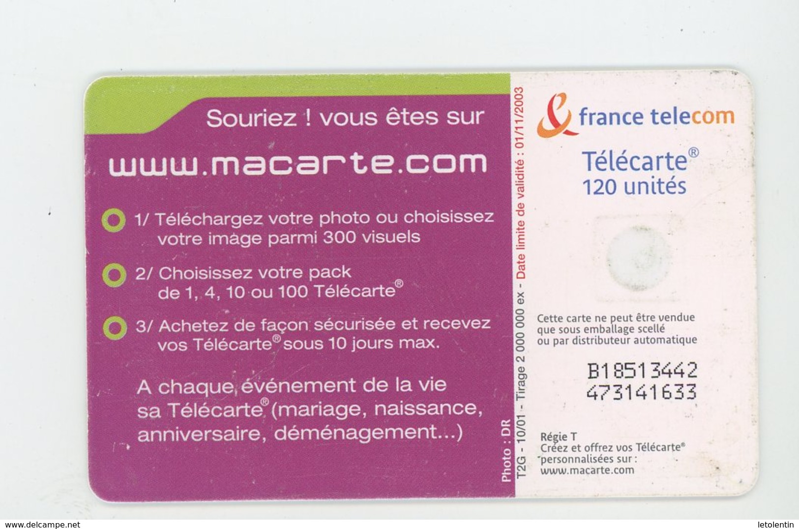 FRANCE -  MA CARTE.COM - 120 U - - 2004