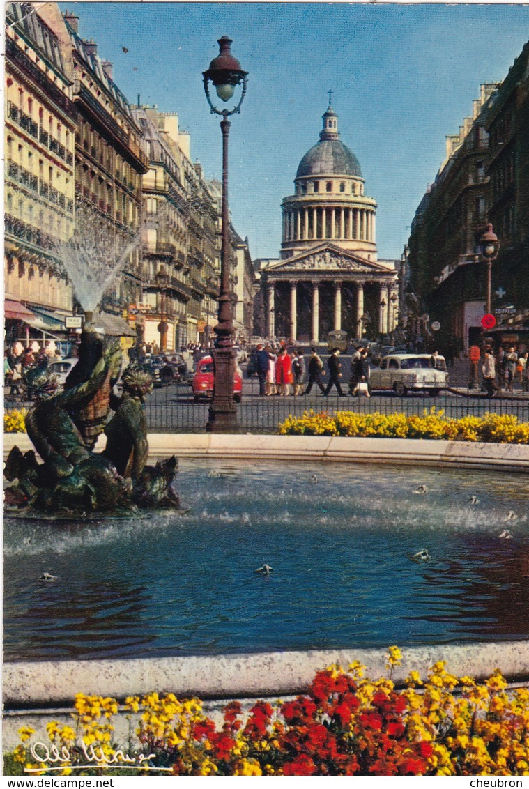 75 PARIS. LA RUE SOUFFLOT ET LE PANTHÉON .. ANIMATION ANNEE 1970 + TEXTE - Distrito: 05