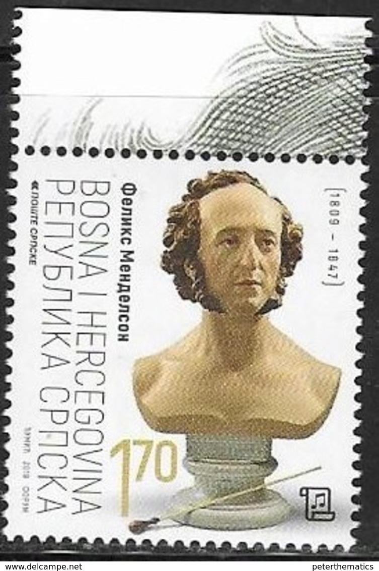 BOSNIA SERB,  2019, MNH, MUSIC, COMPOSERS, FELIX MENDELSSOHN, 1v - Music