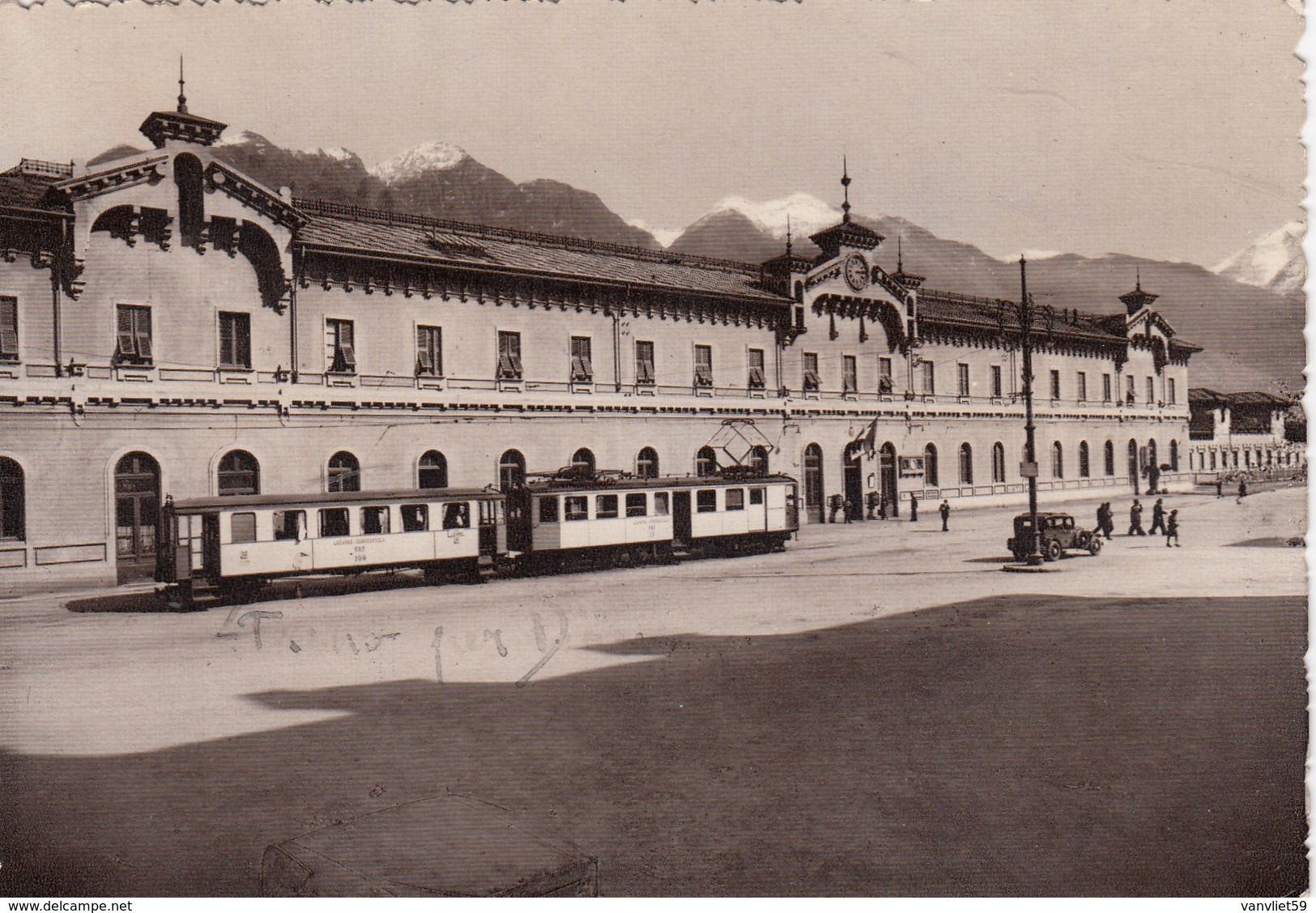 DOMODOSSOLA-VERBANO CUSIO OSSOLA-STAZIONE FERROVIARIA-TRENO IN PRIMO PIANO-CARTOLINA VIAGGIATA IL 14-6-1944 - Rimini