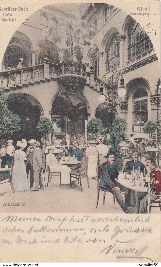 WIEN-VIENNA-AUSTRIA-GEBRIDER PACH CAFE CENTRAL-CARTOLINA VIAGGIATA IL 17-10-1905 - Wien Mitte