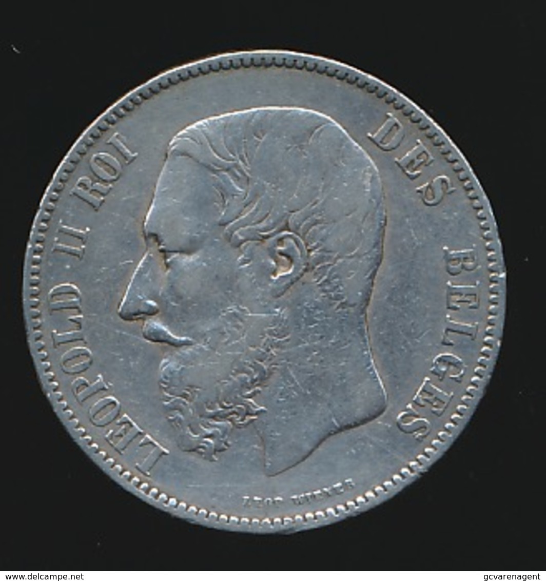 BELGIE LEOPOLD II  5 FRANC  1868    MOOIE KWALITEIT  2 SCANS - 5 Francs