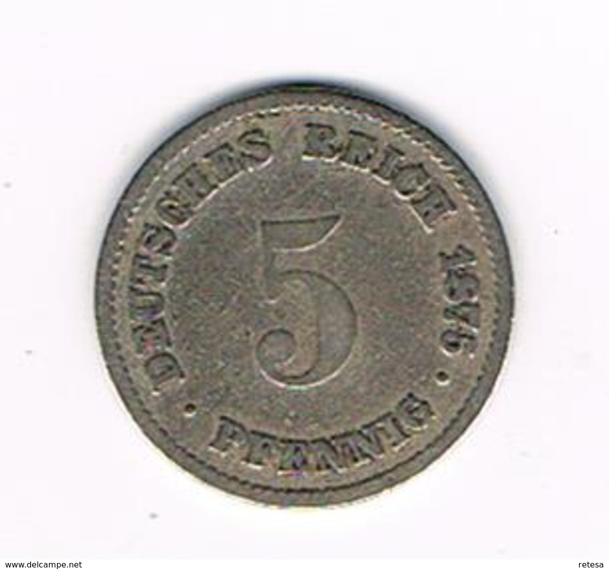 //  DEUTSCHES REICH  5 PFENNIG 1875 A - 5 Pfennig