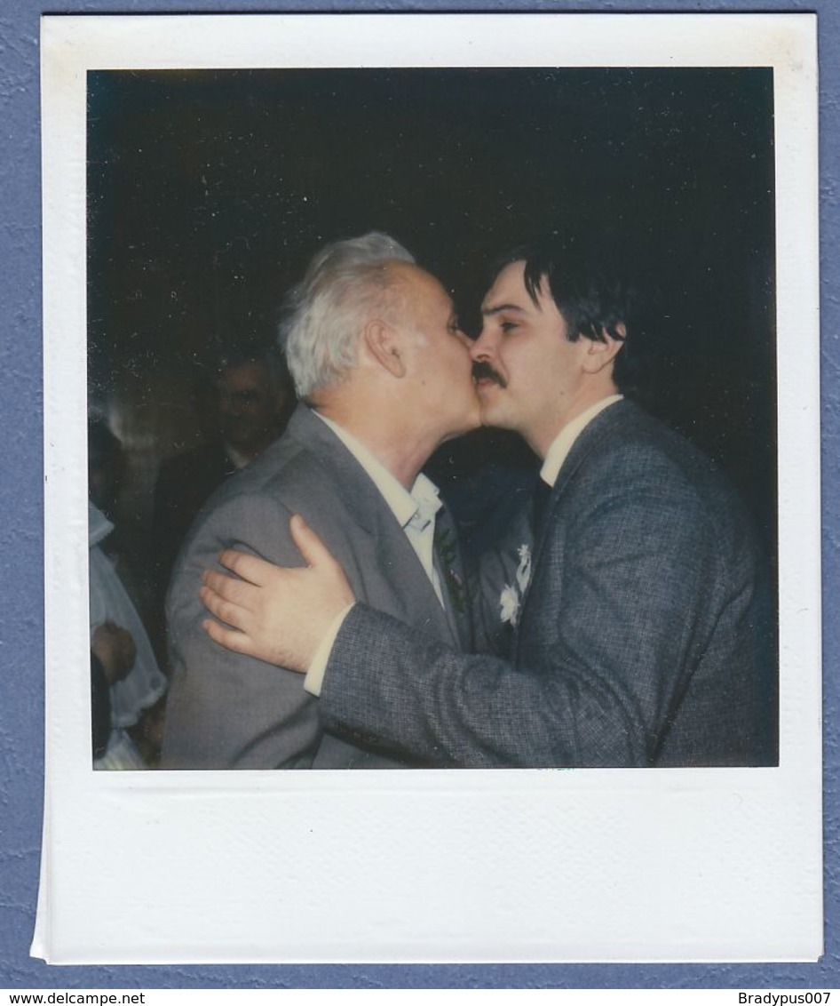 Man Men Kissing Polaroid  Photo - Anonymous Persons