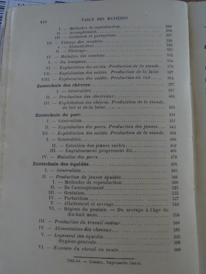 p diffloth - encyclopédie agricole - zootechnie spéciale - élevage et exploitation des animaux domestiques 1917
