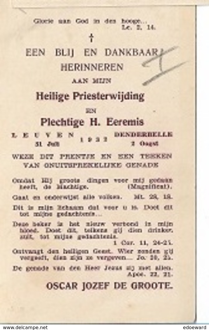 ZA/19/  DENDERBELLE   1932   1e H.MIS     E.H. OSCAR DE GROOTE - Religion & Esotérisme