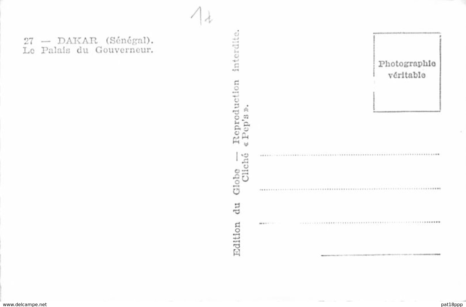 ** Lot De 2 Cartes ** AFRIQUE NOIRE - SENEGAL - DAKAR : Le Palais Du Gouvernement - CPSM Dentelée N/B PF - Black Africa - Senegal