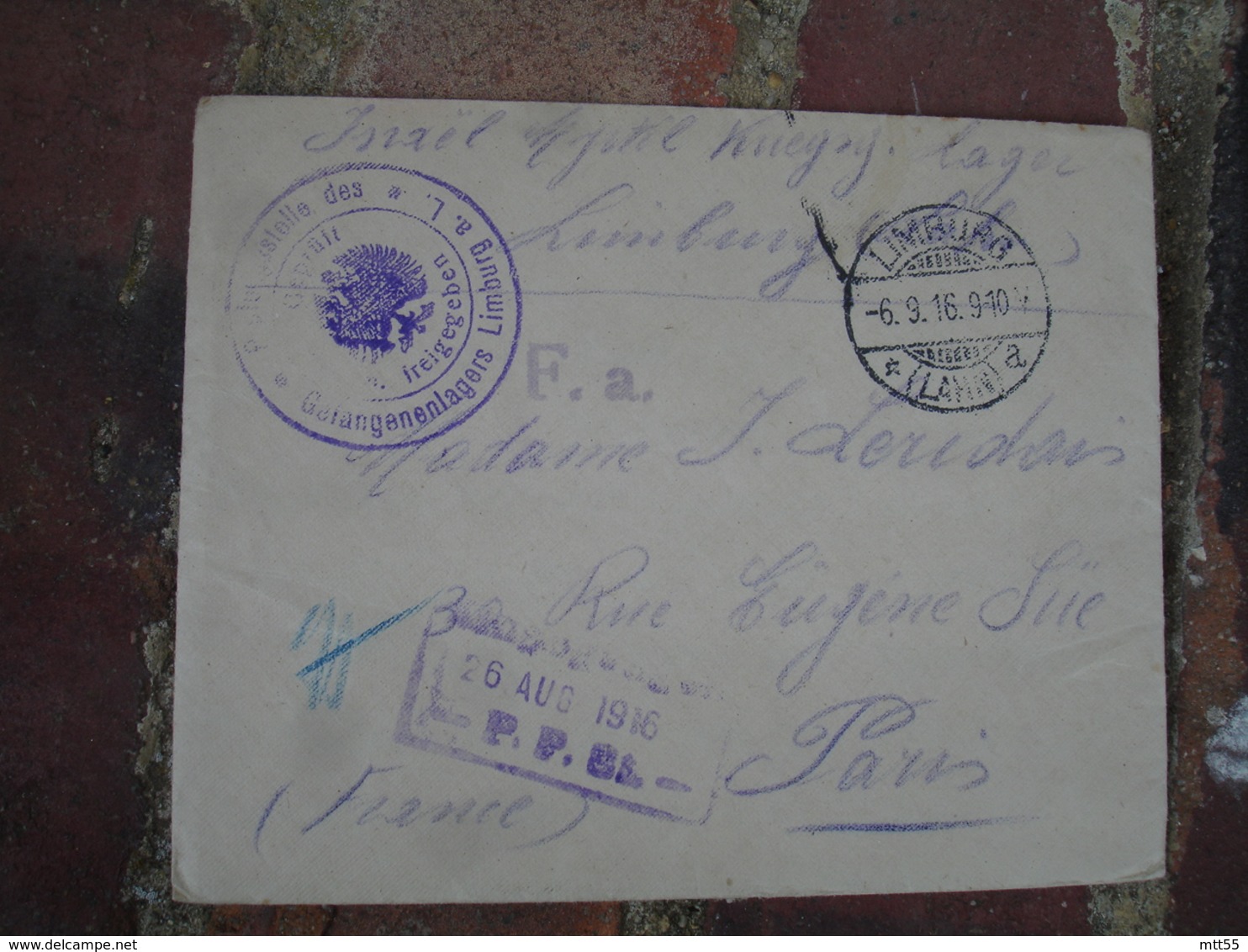 Camp Prisonnier Prisonniers Limburg Lettre Avec Censure - Guerra De 1914-18