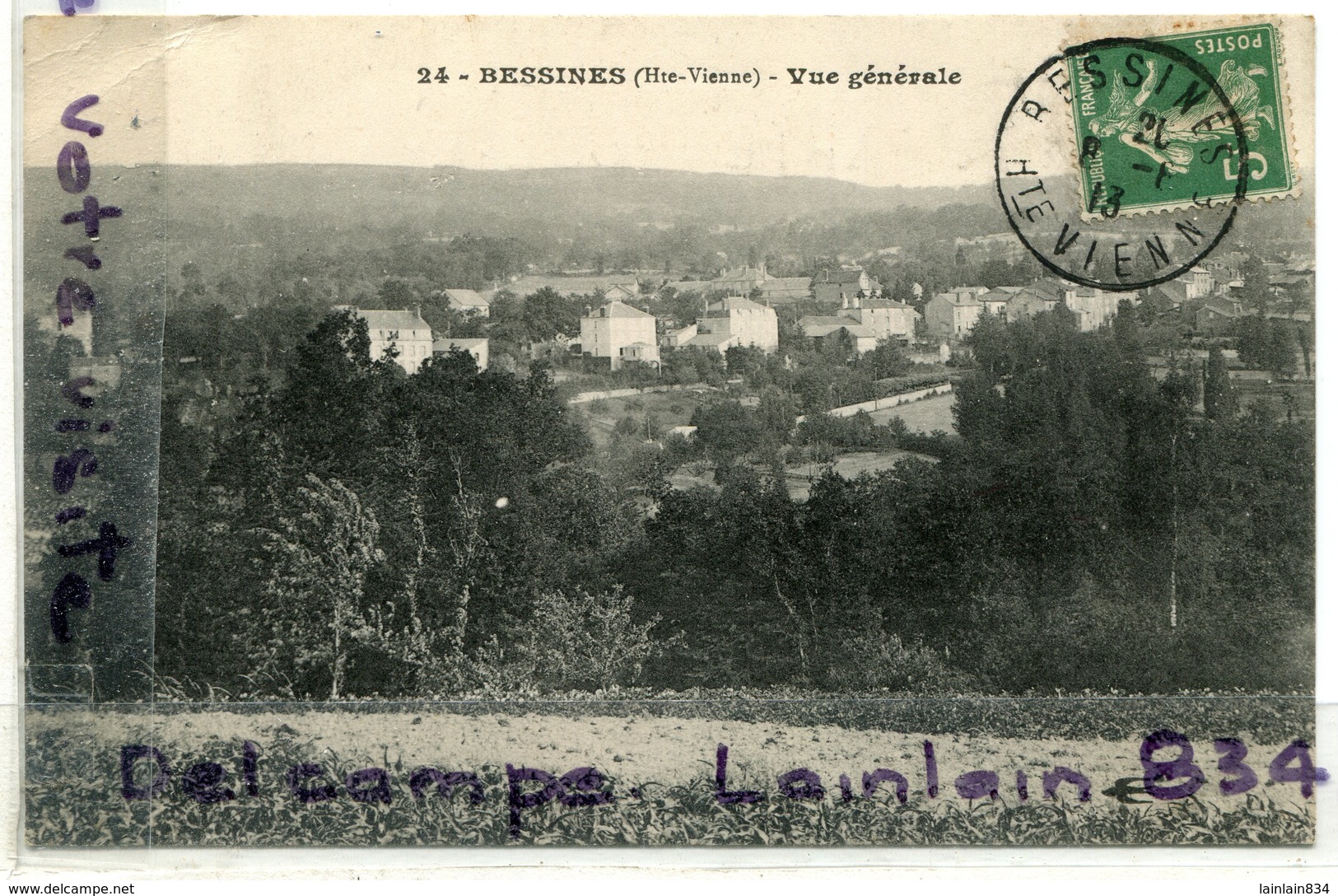 - 24 - BESSINES - ( Haute-Vienne ), Vue Aérienne, Cachet, Cliché Peu Courant, écrite, 1913,  Scans. - Bessines Sur Gartempe