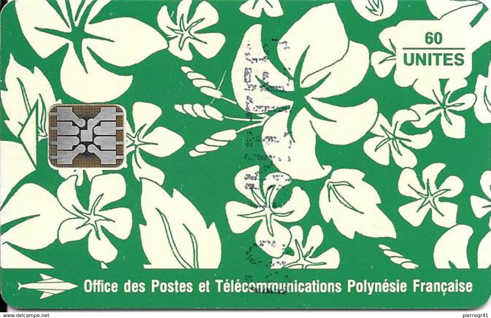 CARTE-PUCE-POLYNESIE-PF18b-60U-SC5-S/Entourage-PAREO VERT Brillant-9 N° RougeN°C41043825-TBE- - French Polynesia