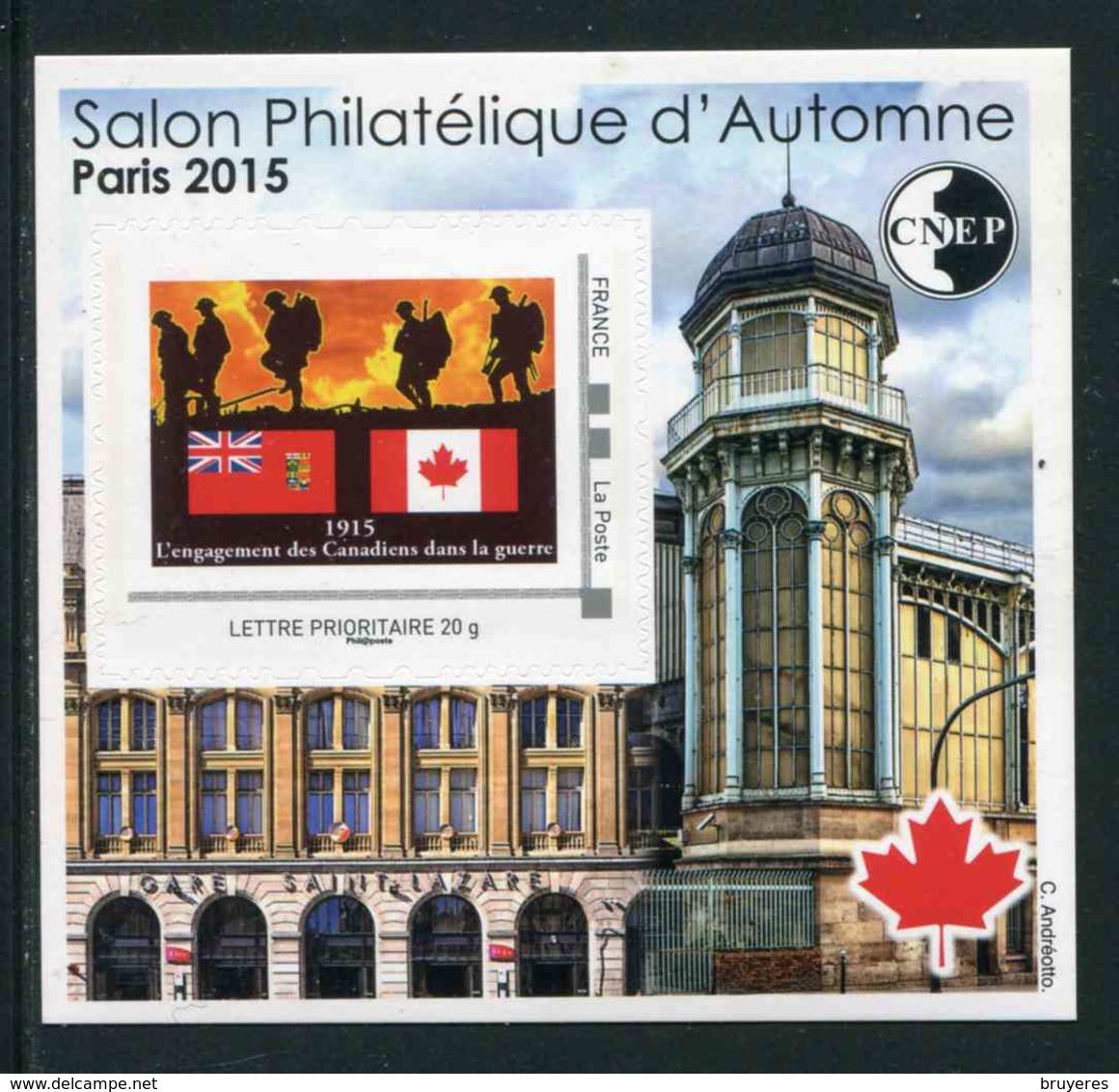 FEUILLET-SOUVENIR** De 2015 De La CNEP "SALON PHILATELIQUE DE PRINTEMPS à PARIS - TIMBRE : Canada" - CNEP
