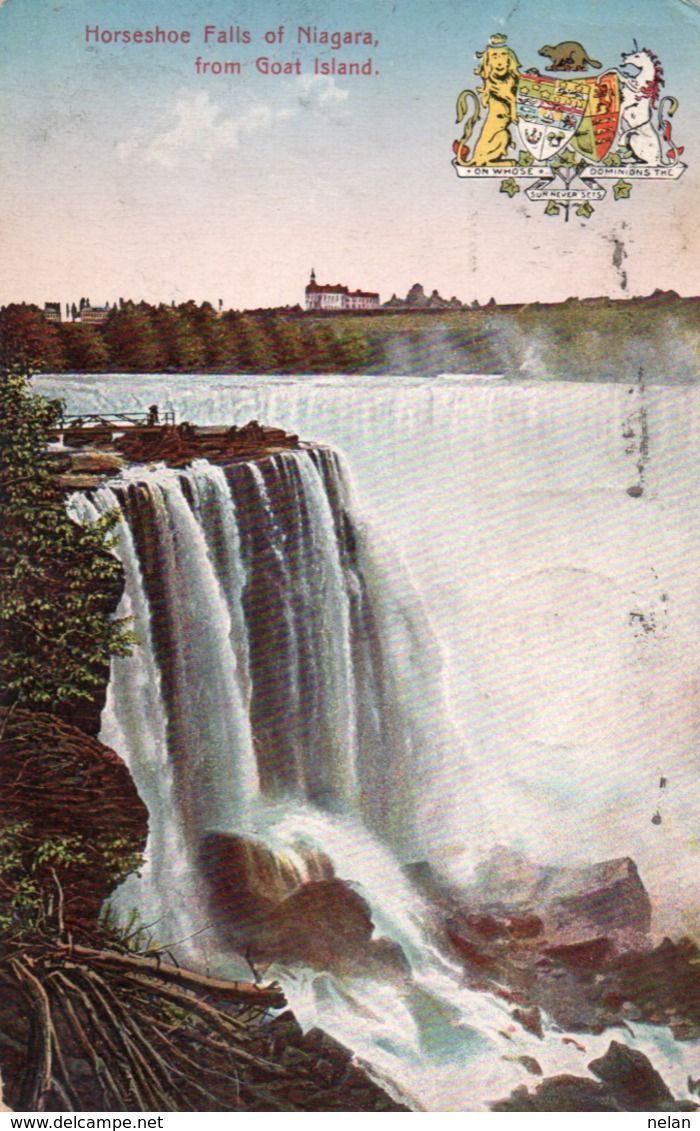 HORSESHOE FALLS OF NIAGARA FROM GOAT ISLAND-VIAGGIATA-1951 - Niagara Falls