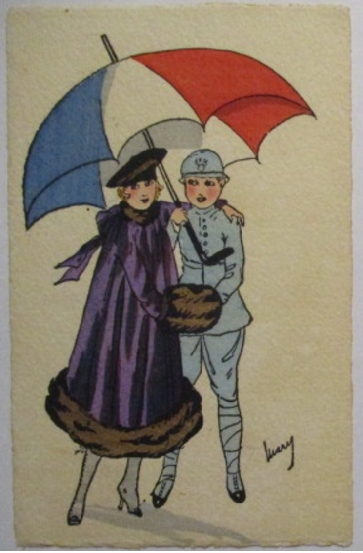 Frankreich, Frauen Soldaten Fräulein Feldgrau, Künstlerkarte Sign. Marcy (27017) - Weltkrieg 1914-18