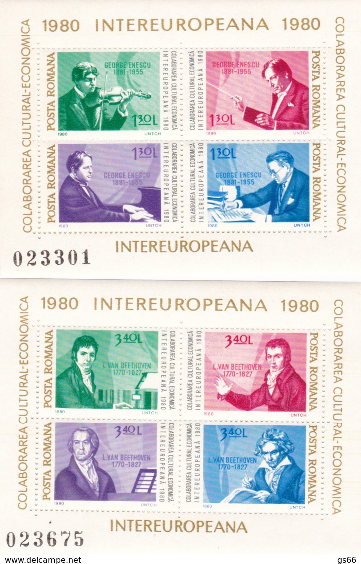 Rumänien, 1980, 3713/20 Block 169/70, MNH **,  INTEREUROPA. - Hojas Bloque