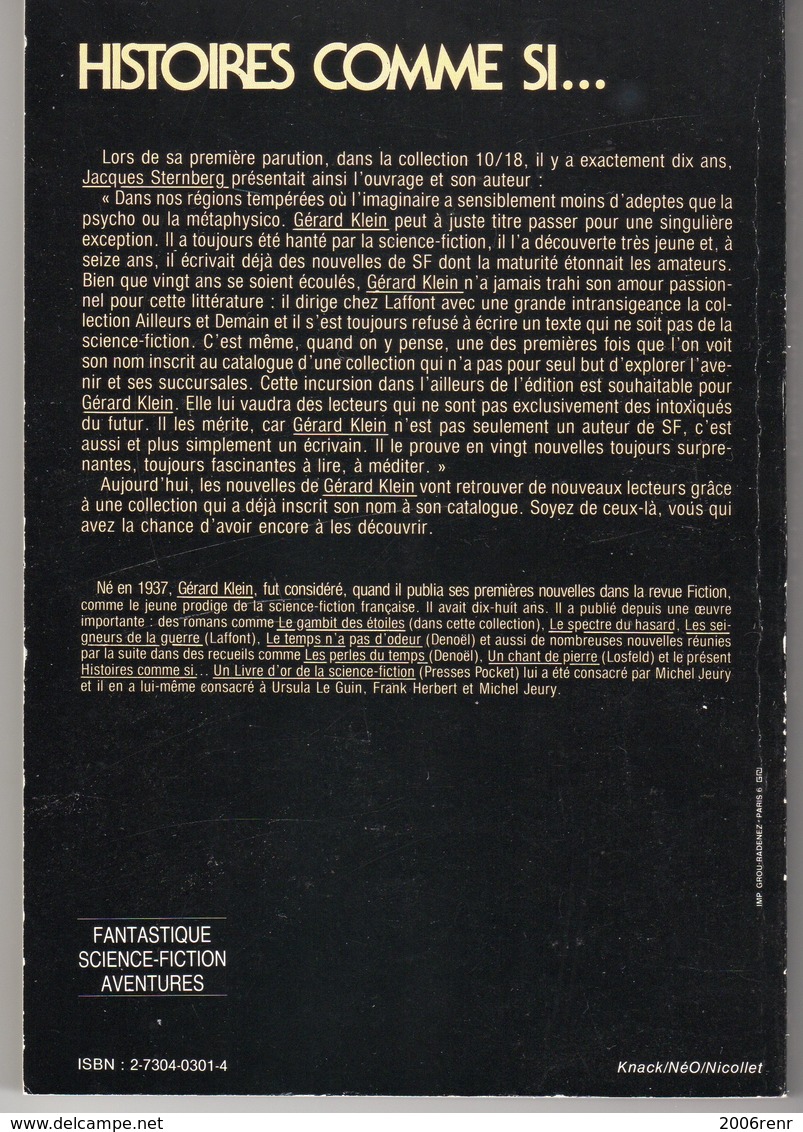 HISTOIRES COMME SI... De GERARD KLEIN NEO N° 131Tirage Limité. Voir Description Et Scans - Fantasy