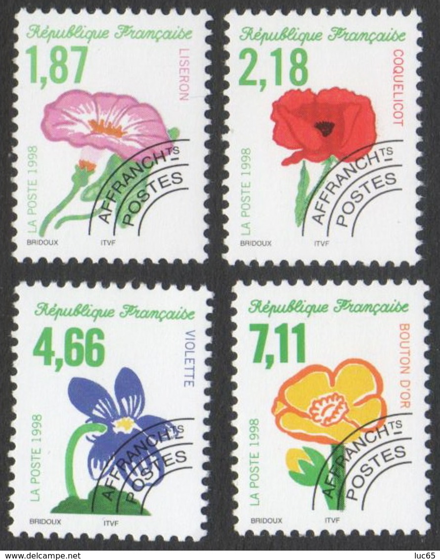 France Neuf Sans Charnière 1998 Préoblitéré Série Complète  Flore Fleurs Sauvages YT 240 241 242 243 - 1989-2008