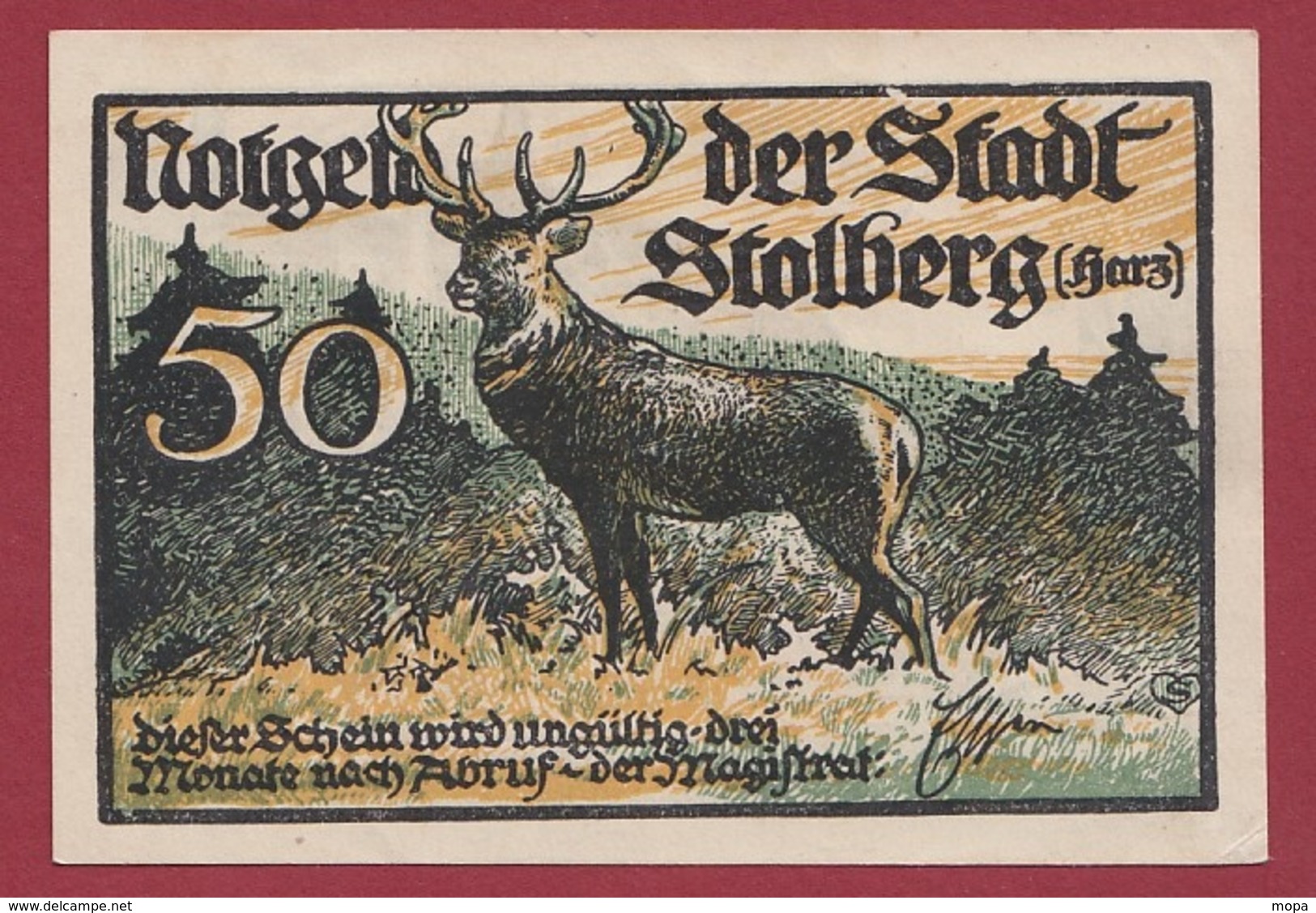 Allemagne 1 Notgeld 50 Pfenning Stadt Stolberg  (RARE) Dans L'état Lot N °4362 - Verzamelingen