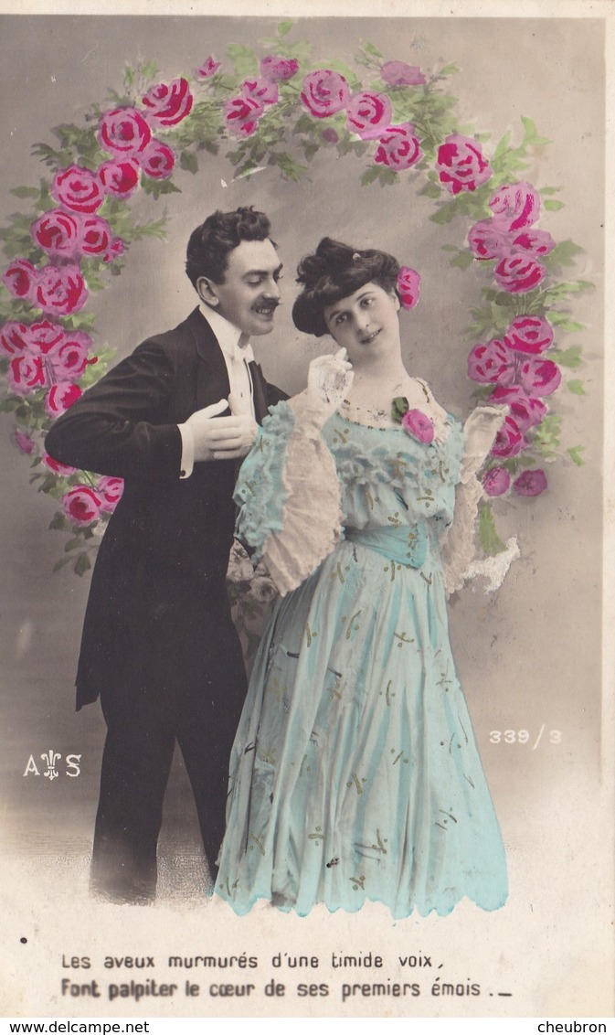 CARTE FANTAISIE. CPA. COUPLE. SÉRIE COMPLÈTE DE 5 CARTES .  " ROMAN D'AMOUR ".. ANNEE 1906 - Couples