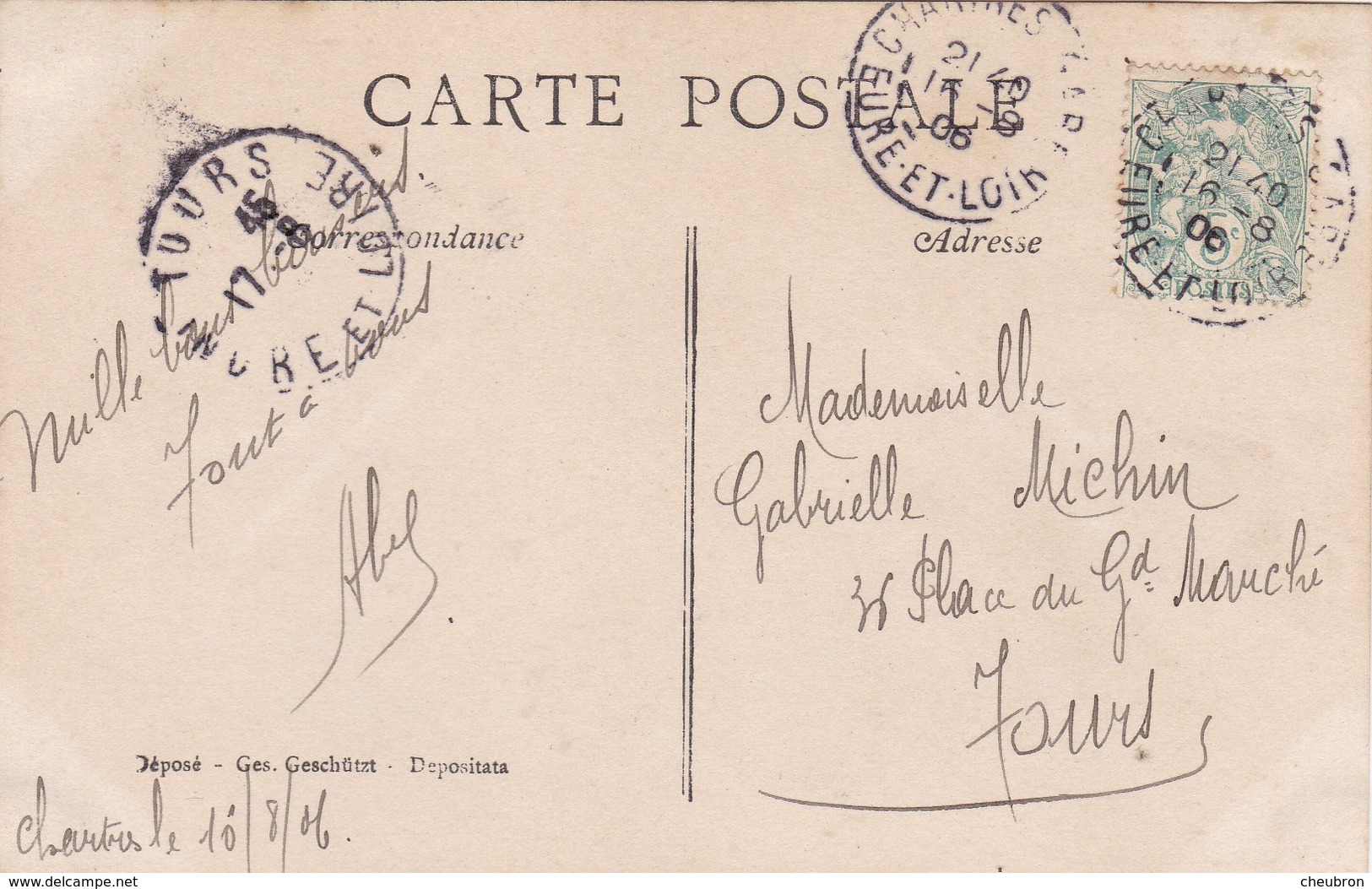 CARTE FANTAISIE. CPA. COUPLE. SÉRIE COMPLÈTE DE 5 CARTES .  " ROMAN D'AMOUR ".. ANNEE 1906