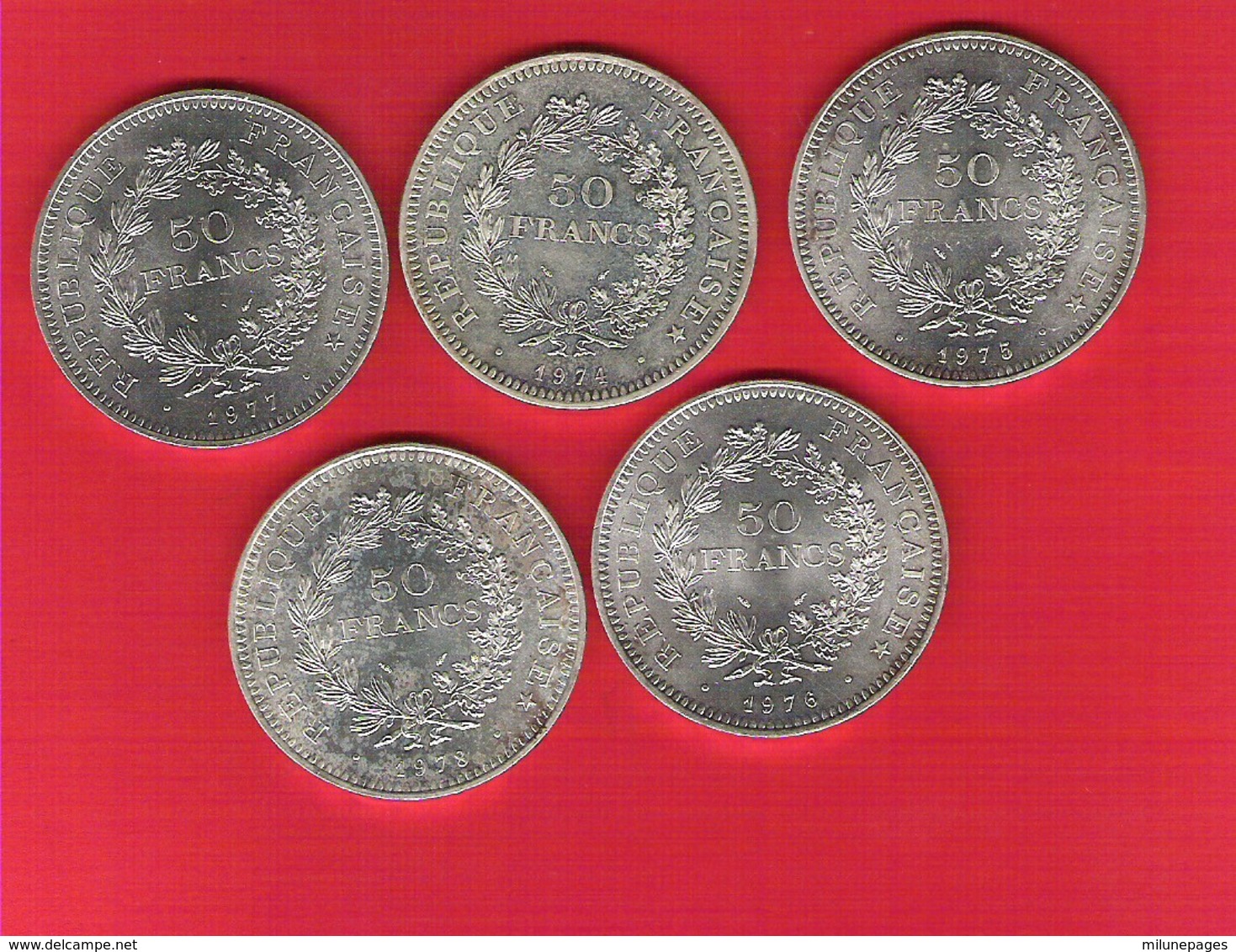 Lot De 5 Pièces 50 Francs Hercule Argent Très Bel état - Altri & Non Classificati