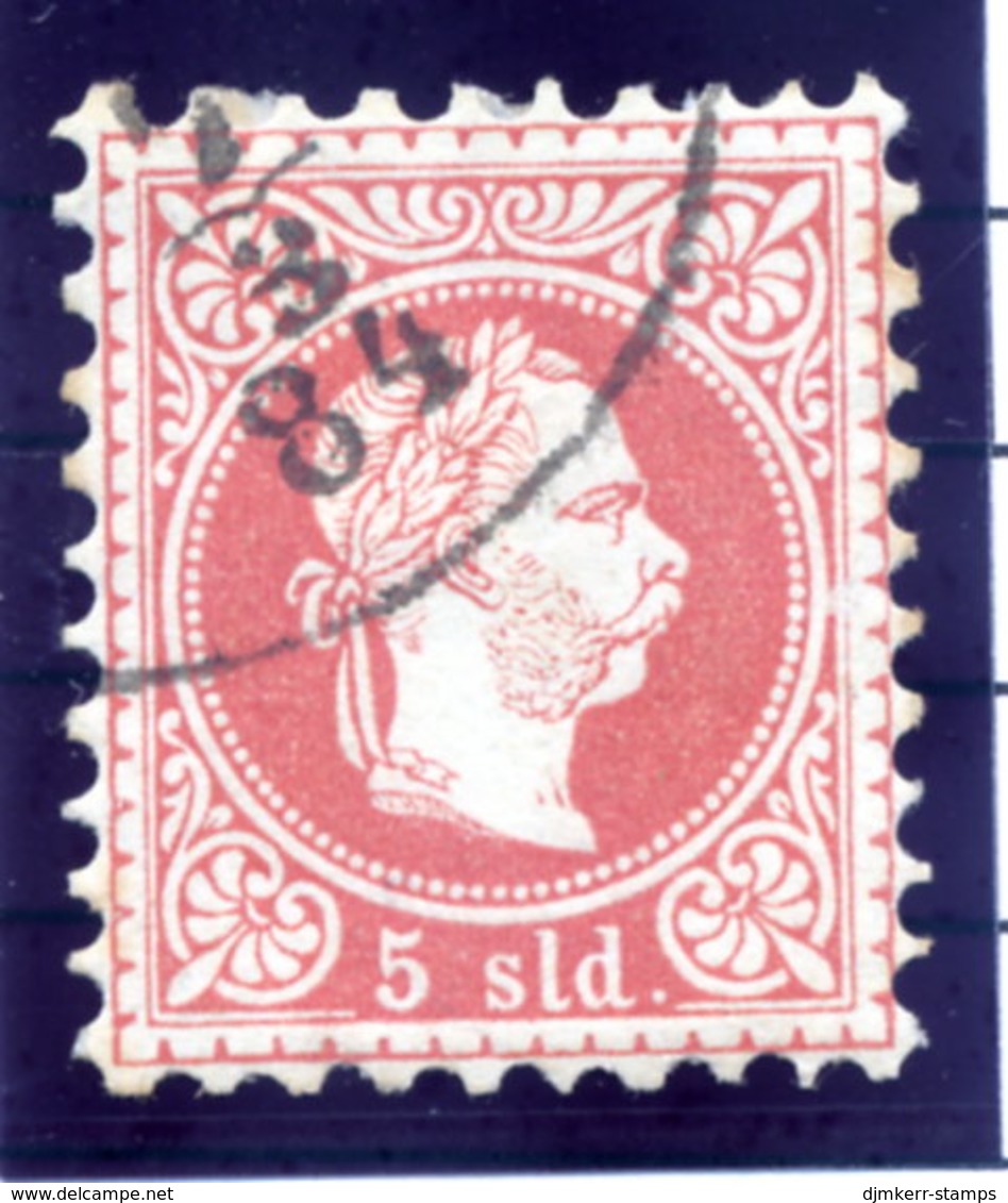 AUSTRIA POST IN LEVANT   1875 Franz Joseph Fine Print 5 Soldi Used.  Michel 3 II - Levant Autrichien